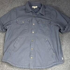 Duluth Trading Workwear Snap Chore Jacket Duck Canvas Shirt Mens 2XL Blue Gray